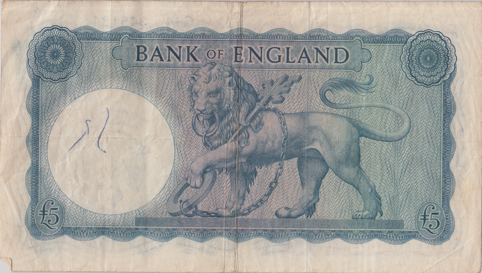 FIVE POUNDS BANKNOTE O'BRIEN REF £5 - 92 - £5 BANKNOTES - Cambridgeshire Coins