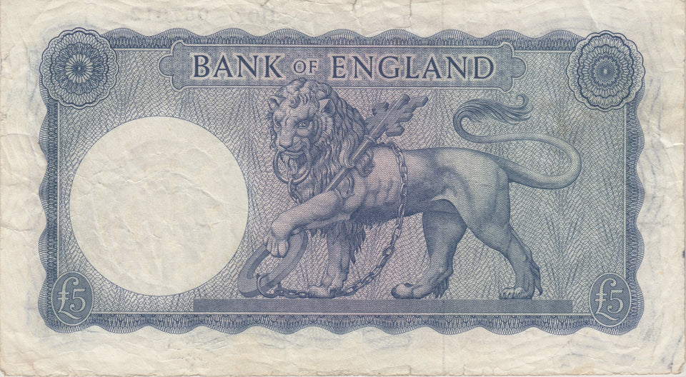 FIVE POUNDS BANKNOTE O'BRIEN REF £5 - 94 - £5 BANKNOTES - Cambridgeshire Coins