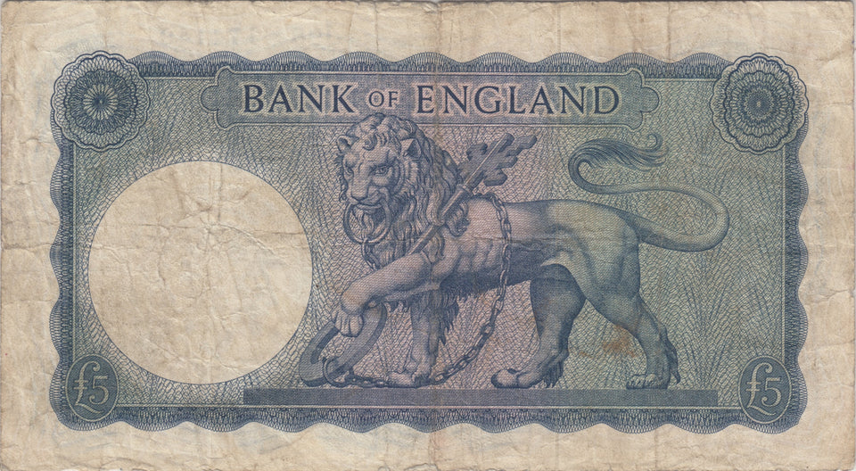FIVE POUNDS BANKNOTE O'BRIEN REF £5 - 96 - £5 BANKNOTES - Cambridgeshire Coins