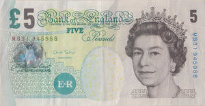 FIVE POUNDS BANKNOTE SALMON REF £5 - 121 - £5 BANKNOTES - Cambridgeshire Coins