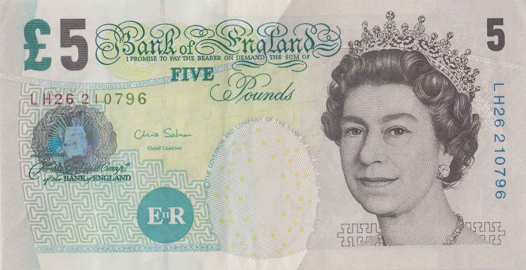 FIVE POUNDS BANKNOTE SALMON REF £5 - 122 - £5 BANKNOTES - Cambridgeshire Coins