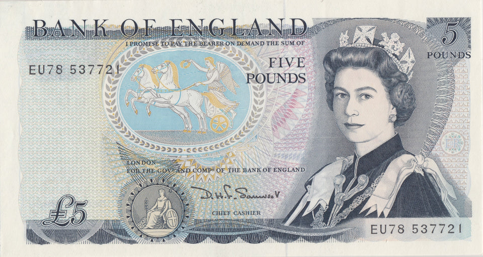 FIVE POUNDS BANKNOTE SOMERSET REF £5 - 78 - £5 BANKNOTES - Cambridgeshire Coins