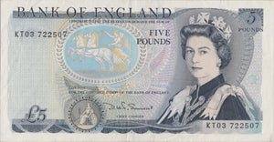 FIVE POUNDS BANKNOTE SOMERSET REF £5 - 98 - £5 BANKNOTES - Cambridgeshire Coins