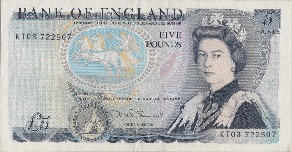 FIVE POUNDS BANKNOTE SOMERSET REF £5 - 98 - £5 BANKNOTES - Cambridgeshire Coins