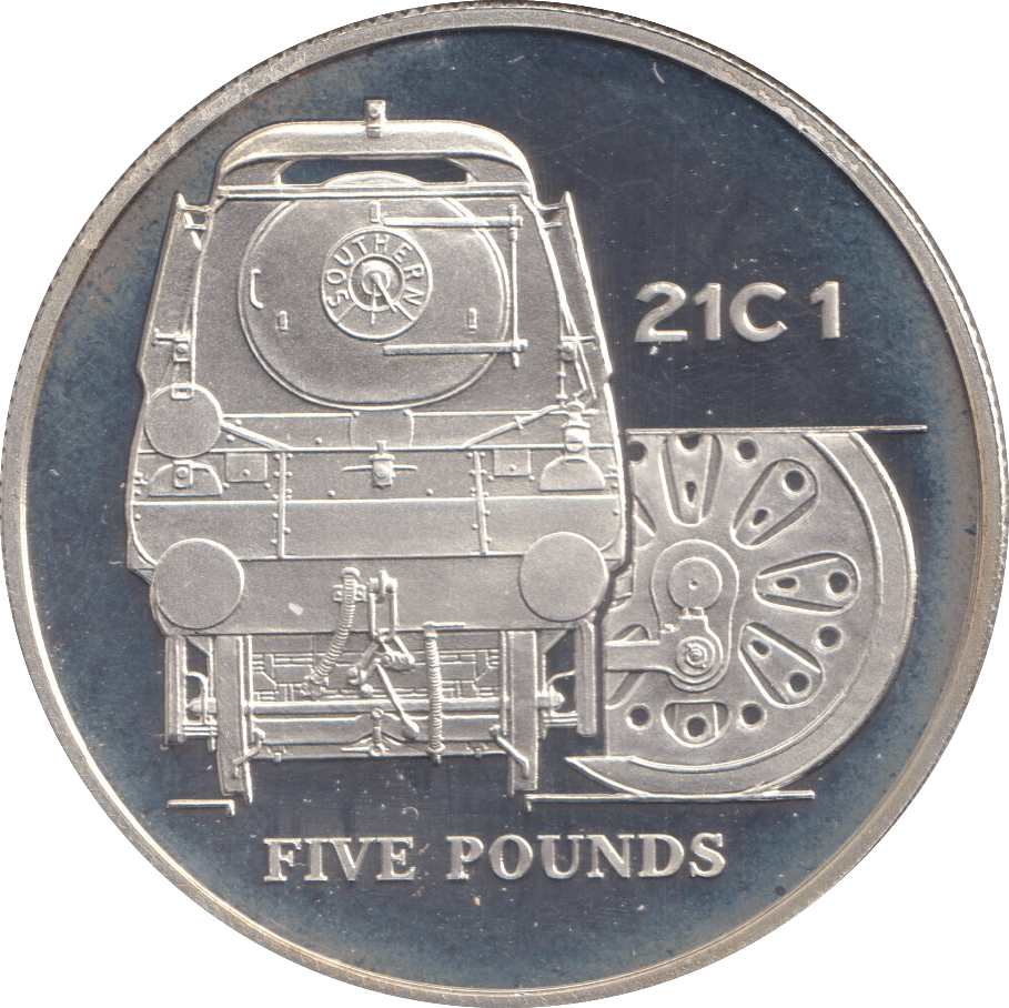 FIVE POUNDS SILVER PROOF 2004 ALDERNEY TRAIN COINS 21C1 - Silver Proof - Cambridgeshire Coins