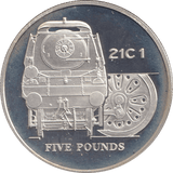 FIVE POUNDS SILVER PROOF 2004 ALDERNEY TRAIN COINS 21C1 - Silver Proof - Cambridgeshire Coins