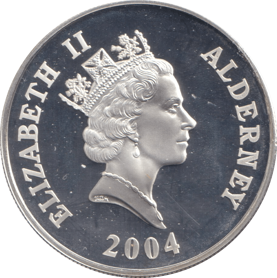 FIVE POUNDS SILVER PROOF 2004 ALDERNEY TRAIN COINS ROYAL SCOT - Silver Proof - Cambridgeshire Coins