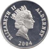 FIVE POUNDS SILVER PROOF 2004 ALDERNEY TRAIN COINS ROYAL SCOT - Silver Proof - Cambridgeshire Coins