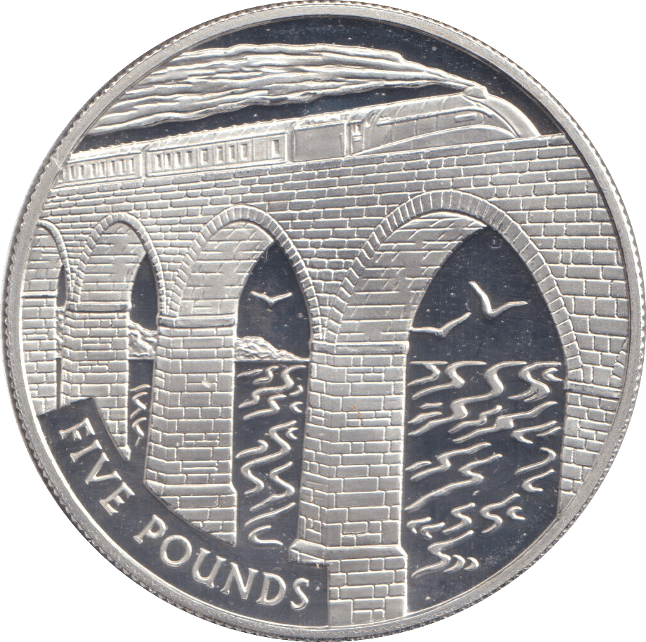 FIVE POUNDS SILVER PROOF 2004 ALDERNEY TRAIN COINS - Silver Proof - Cambridgeshire Coins