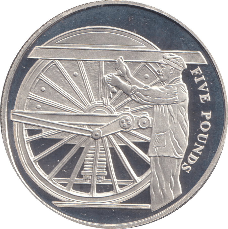 FIVE POUNDS SILVER PROOF 2004 ALDERNEY TRAIN COINS - Silver Proof - Cambridgeshire Coins