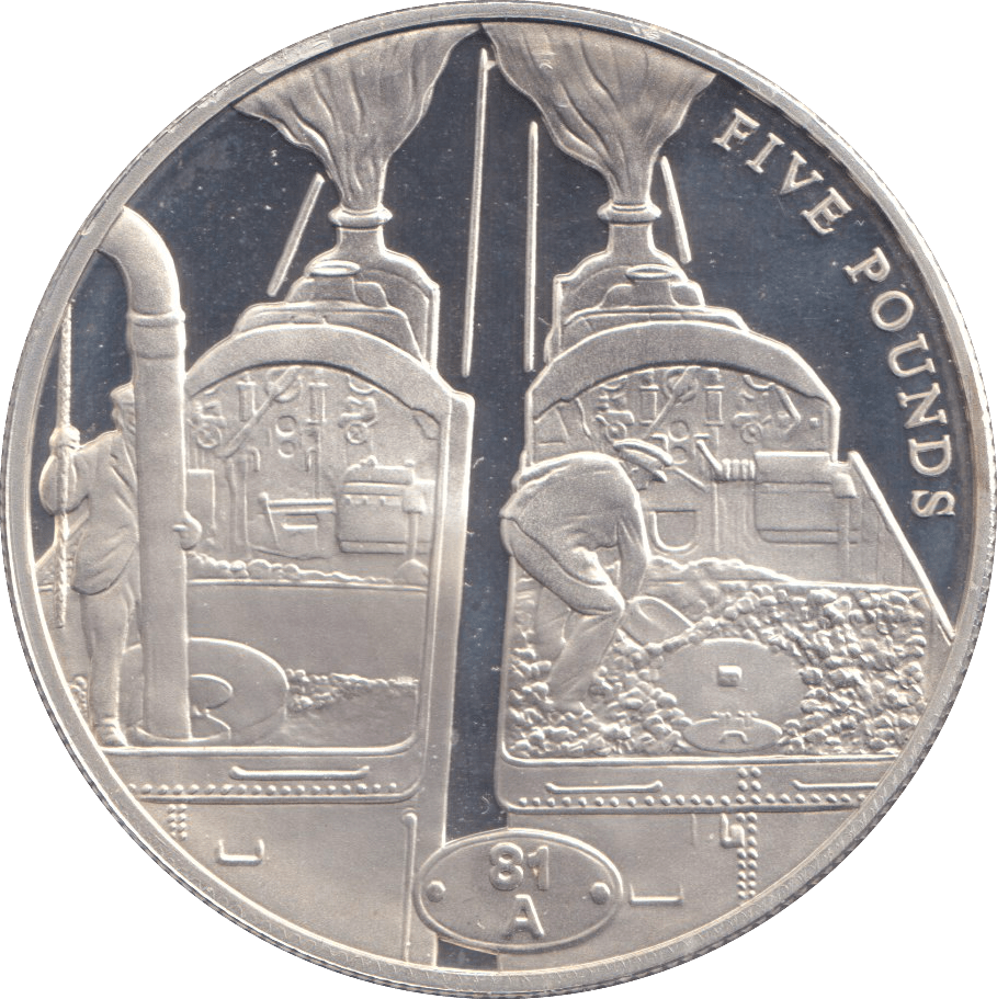 FIVE POUNDS SILVER PROOF 2004 GUERNSEY TRAIN COINS - Silver Proof - Cambridgeshire Coins