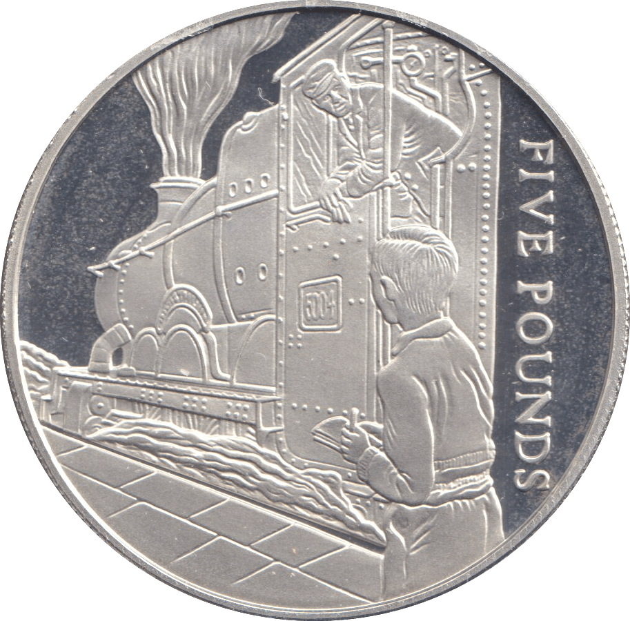 FIVE POUNDS SILVER PROOF 2004 GUERNSEY TRAIN COINS - Silver Proof - Cambridgeshire Coins