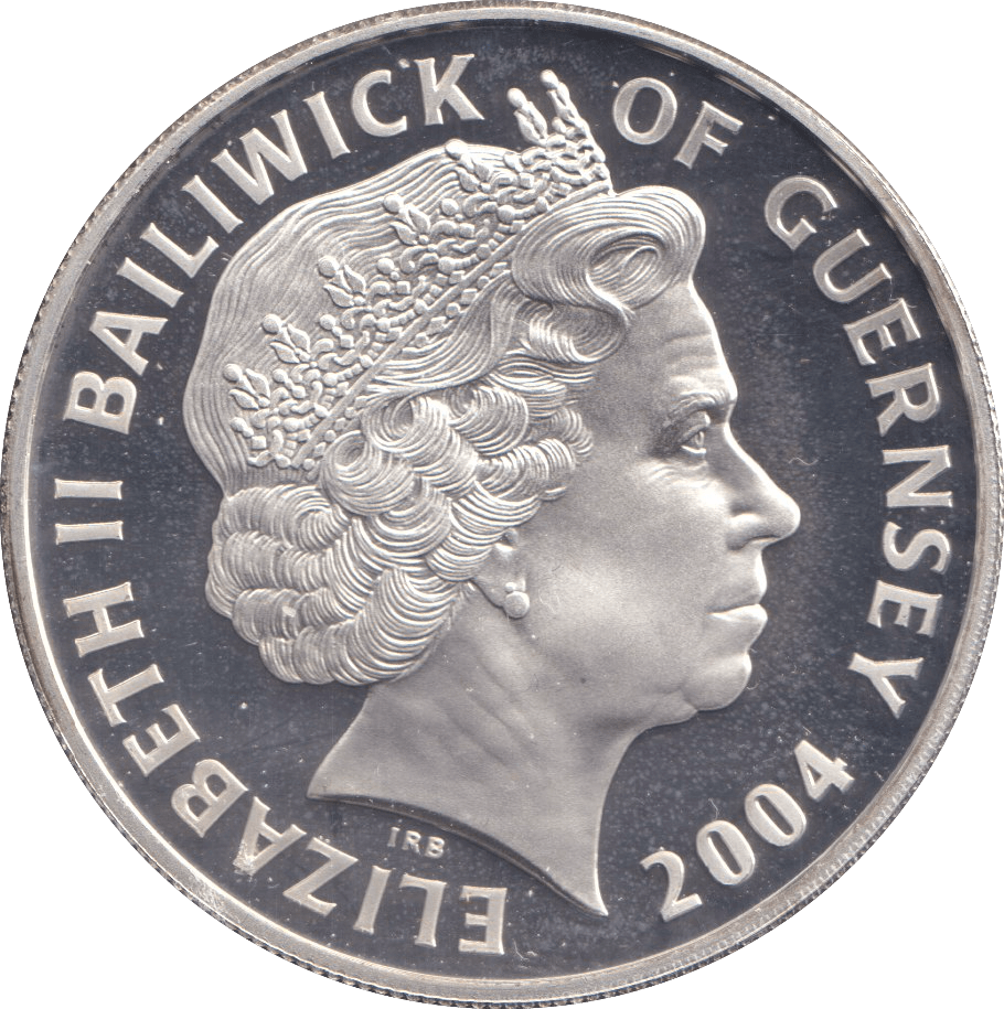 FIVE POUNDS SILVER PROOF 2004 GUERNSEY TRAIN COINS - Silver Proof - Cambridgeshire Coins
