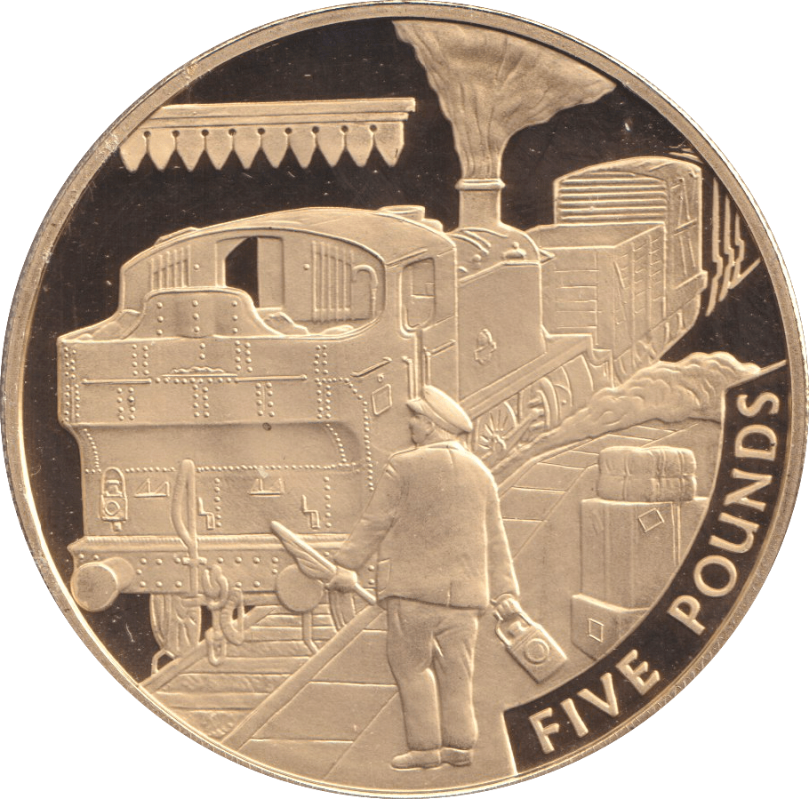 FIVE POUNDS SILVER PROOF 2006 ALDERNEY TRAIN COINS - Silver Proof - Cambridgeshire Coins