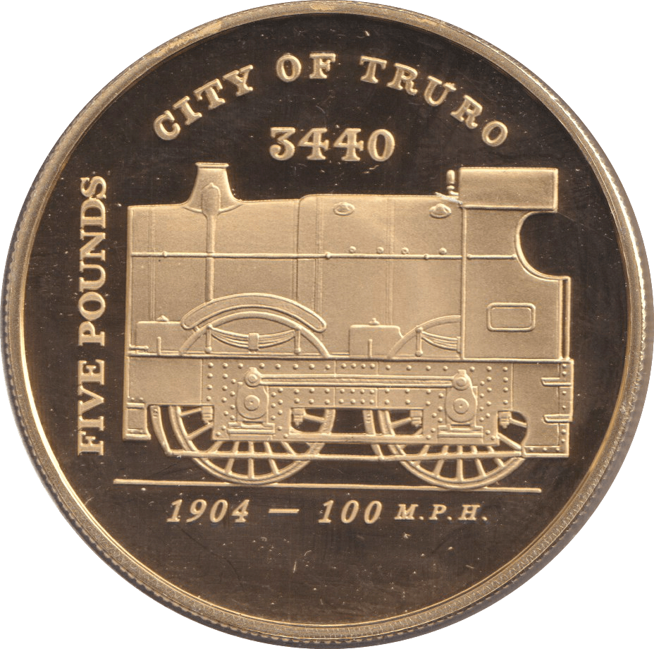 FIVE POUNDS SILVER PROOF 2006 GUERNSEY TRAIN COINS CITY OF TRURO - Silver Proof - Cambridgeshire Coins