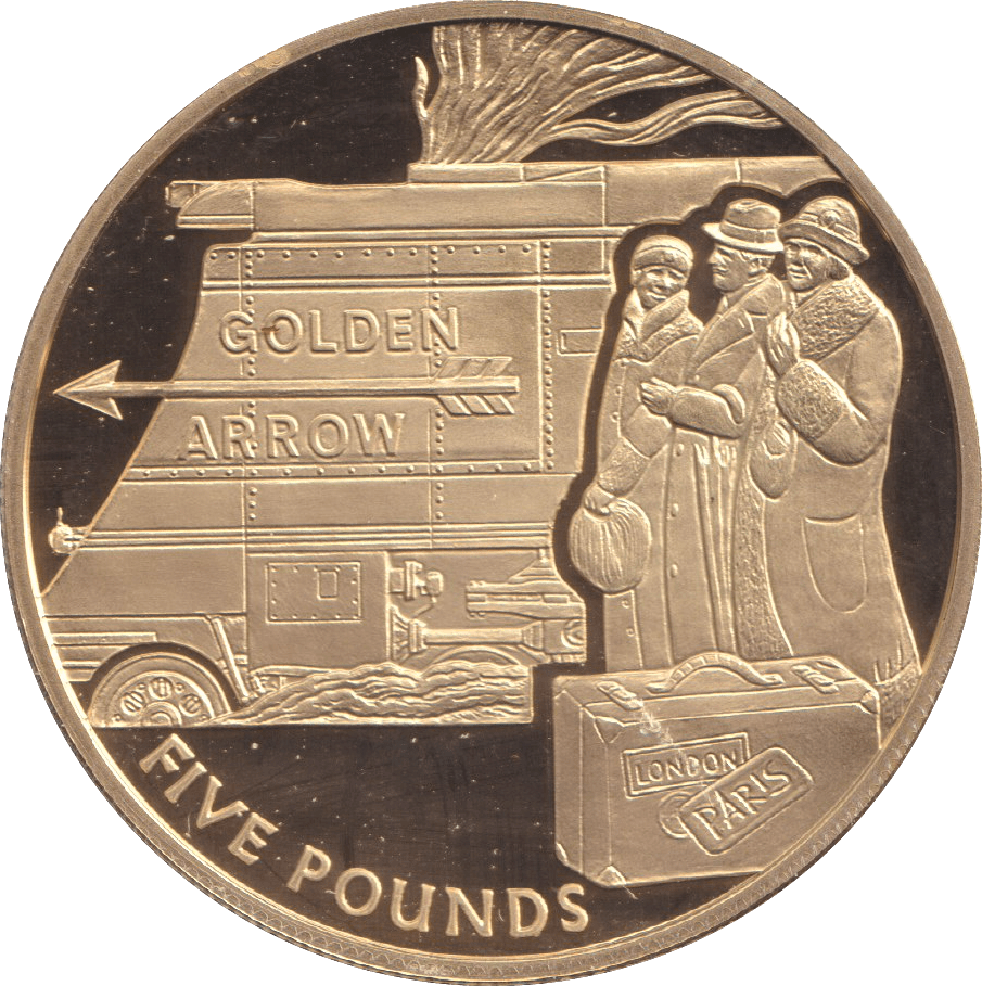 FIVE POUNDS SILVER PROOF 2006 JERSEY TRAIN COINS GOLDEN ARROW - Silver Proof - Cambridgeshire Coins