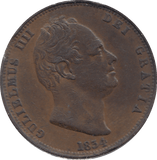 HALF PENNY 1834 (GVF) - HALFPENNY - Cambridgeshire Coins