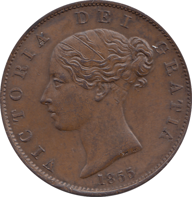 HALF PENNY 1855 (UNC) - H - Cambridgeshire Coins