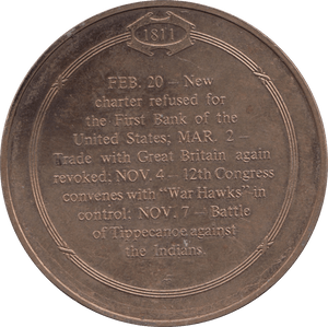 MEDALLION BATTLE OF TIPPECANOE AGAINST INDIANS - MEDALS & MEDALLIONS - Cambridgeshire Coins