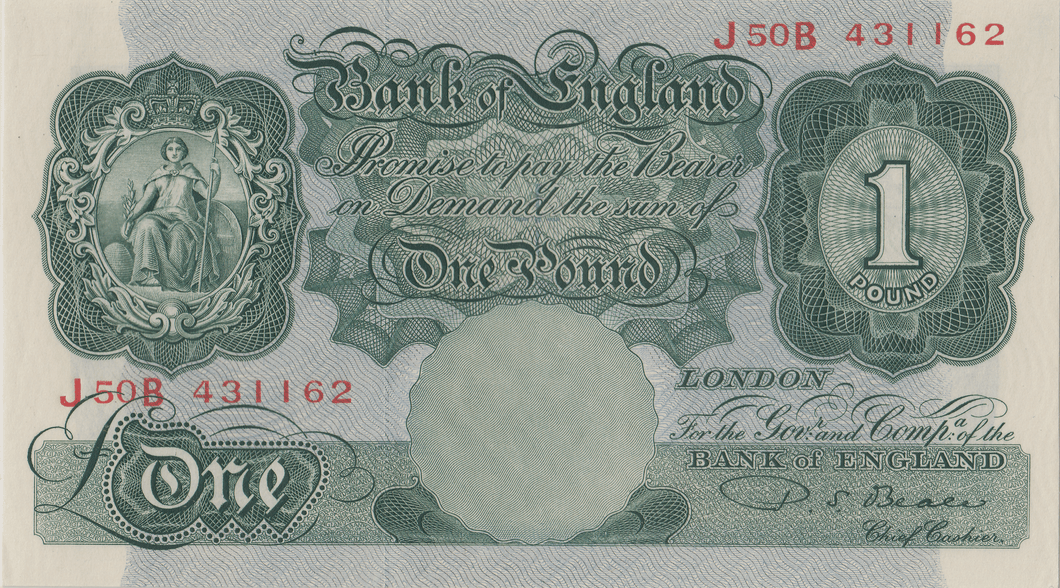 ONE POUND BANKNOTE BANK OF ENGLAND BEALE £1 - 118 - £1 BANKNOTE - Cambridgeshire Coins