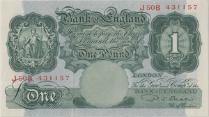 ONE POUND BANKNOTE BANK OF ENGLAND BEALE £1 - 120 - £1 BANKNOTE - Cambridgeshire Coins