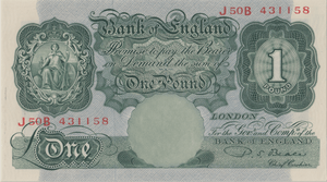 ONE POUND BANKNOTE BANK OF ENGLAND BEALE £1 - 121 - £1 BANKNOTE - Cambridgeshire Coins
