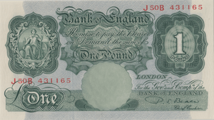 ONE POUND BANKNOTE BANK OF ENGLAND BEALE £1 - 123 - £1 BANKNOTE - Cambridgeshire Coins