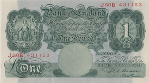 ONE POUND BANKNOTE BANK OF ENGLAND BEALE £1 - 125 - £1 BANKNOTE - Cambridgeshire Coins