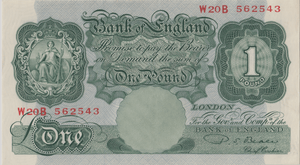 ONE POUND BANKNOTE BANK OF ENGLAND BEALE £1 - 130 - £1 BANKNOTE - Cambridgeshire Coins