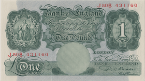 ONE POUND BANKNOTE BANK OF ENGLAND BEALE £1 - 133 - £1 BANKNOTE - Cambridgeshire Coins