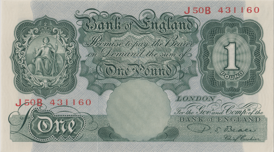 ONE POUND BANKNOTE BANK OF ENGLAND BEALE £1 - 133 - £1 BANKNOTE - Cambridgeshire Coins