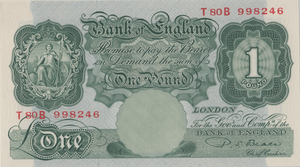 ONE POUND BANKNOTE BANK OF ENGLAND BEALE £1 - 134 - £1 BANKNOTE - Cambridgeshire Coins