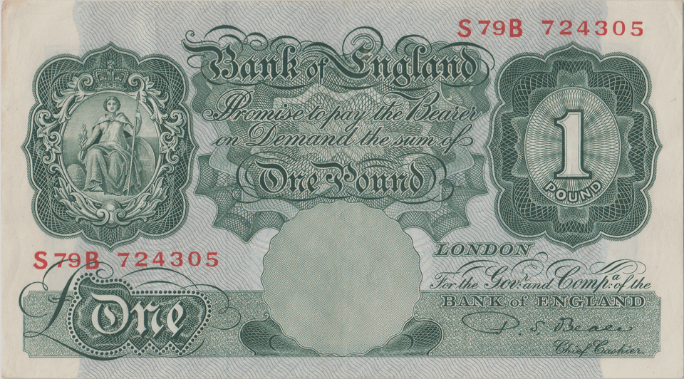 ONE POUND BANKNOTE BANK OF ENGLAND BEALE £1 - 135 - £1 BANKNOTE - Cambridgeshire Coins