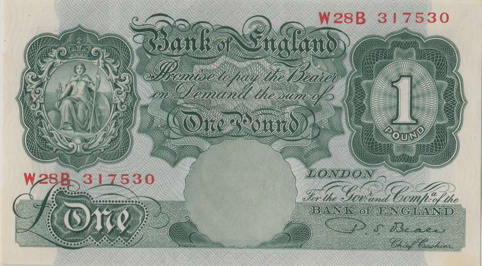ONE POUND BANKNOTE BANK OF ENGLAND BEALE £1 - 136 - £1 BANKNOTE - Cambridgeshire Coins