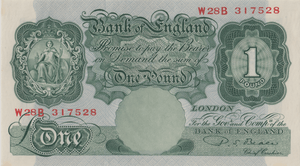 ONE POUND BANKNOTE BANK OF ENGLAND BEALE £1 - 137 - £1 BANKNOTE - Cambridgeshire Coins