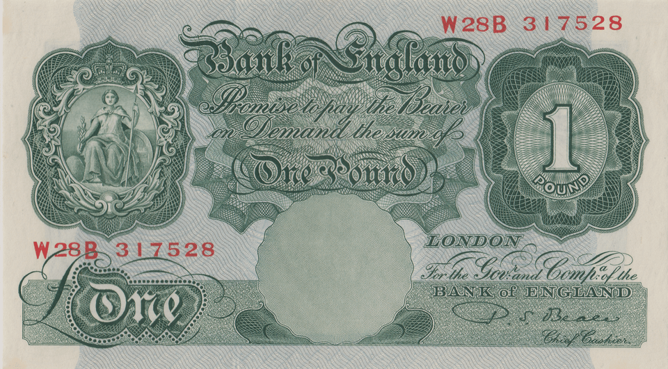 ONE POUND BANKNOTE BANK OF ENGLAND BEALE £1 - 137 - £1 BANKNOTE - Cambridgeshire Coins