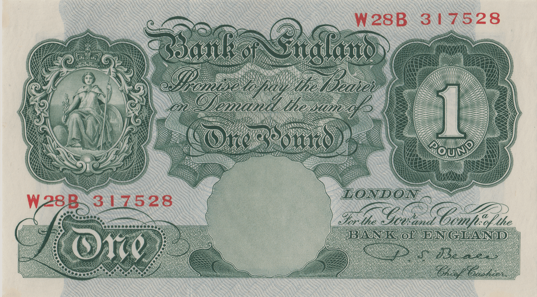 ONE POUND BANKNOTE BANK OF ENGLAND BEALE £1 - 137 - £1 BANKNOTE - Cambridgeshire Coins