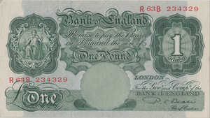 ONE POUND BANKNOTE BANK OF ENGLAND BEALE £1 - 139 - £1 BANKNOTE - Cambridgeshire Coins