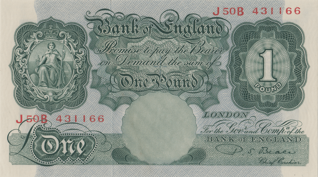 ONE POUND BANKNOTE BANK OF ENGLAND BEALE £1 - 140 - £1 BANKNOTE - Cambridgeshire Coins