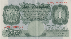 ONE POUND BANKNOTE BANK OF ENGLAND BEALE £1 - 141 - £1 BANKNOTE - Cambridgeshire Coins