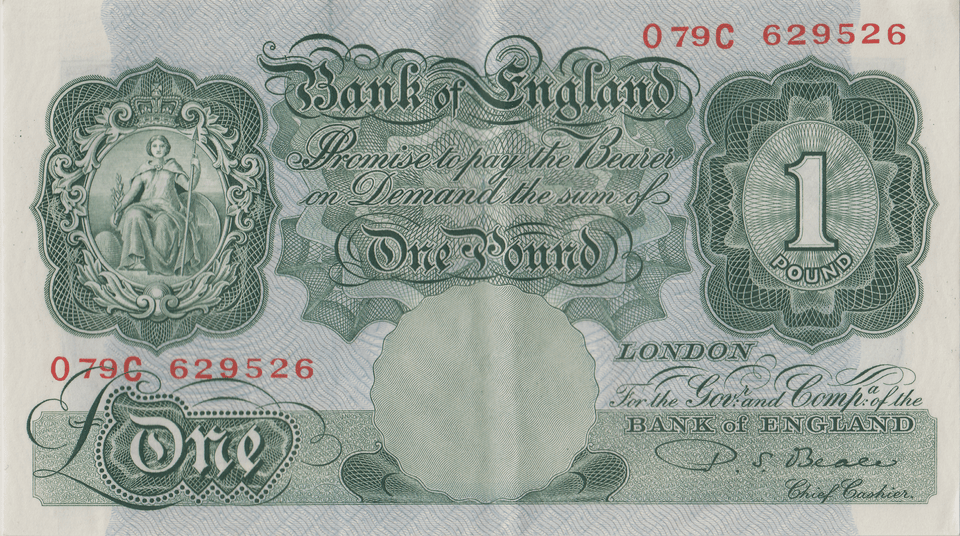 ONE POUND BANKNOTE BANK OF ENGLAND BEALE £1 - 141 - £1 BANKNOTE - Cambridgeshire Coins