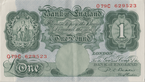 ONE POUND BANKNOTE BANK OF ENGLAND BEALE £1 - 142 - £1 BANKNOTE - Cambridgeshire Coins