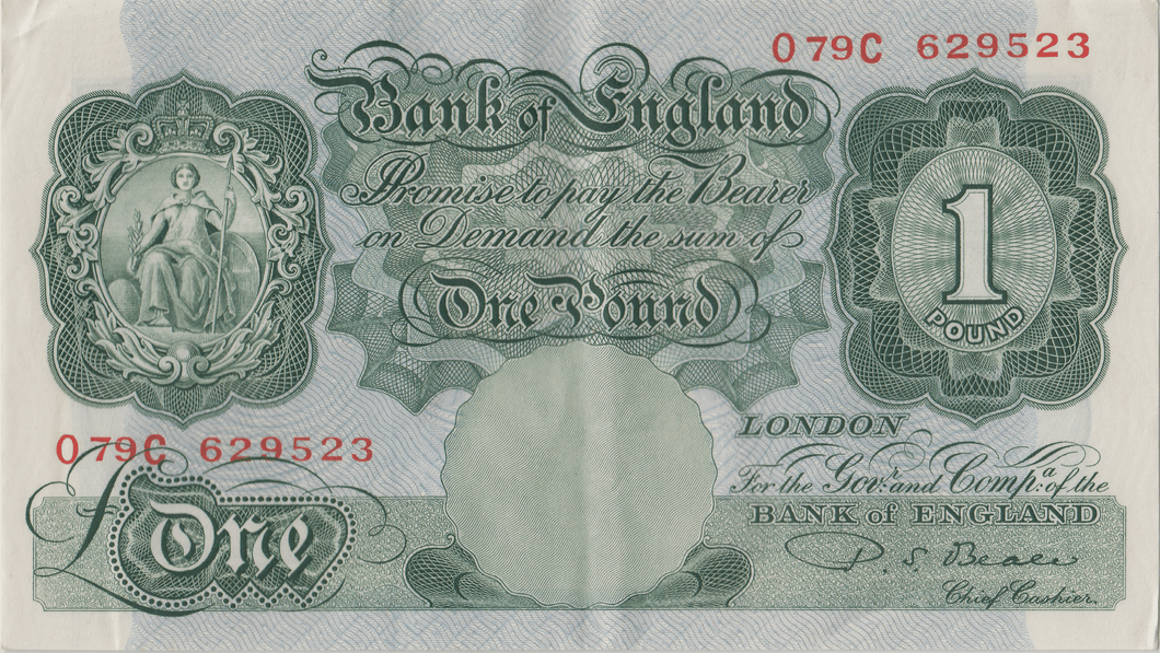 ONE POUND BANKNOTE BANK OF ENGLAND BEALE £1 - 142 - £1 BANKNOTE - Cambridgeshire Coins