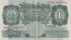 ONE POUND BANKNOTE BANK OF ENGLAND BEALE £1 - 143 - £1 BANKNOTE - Cambridgeshire Coins