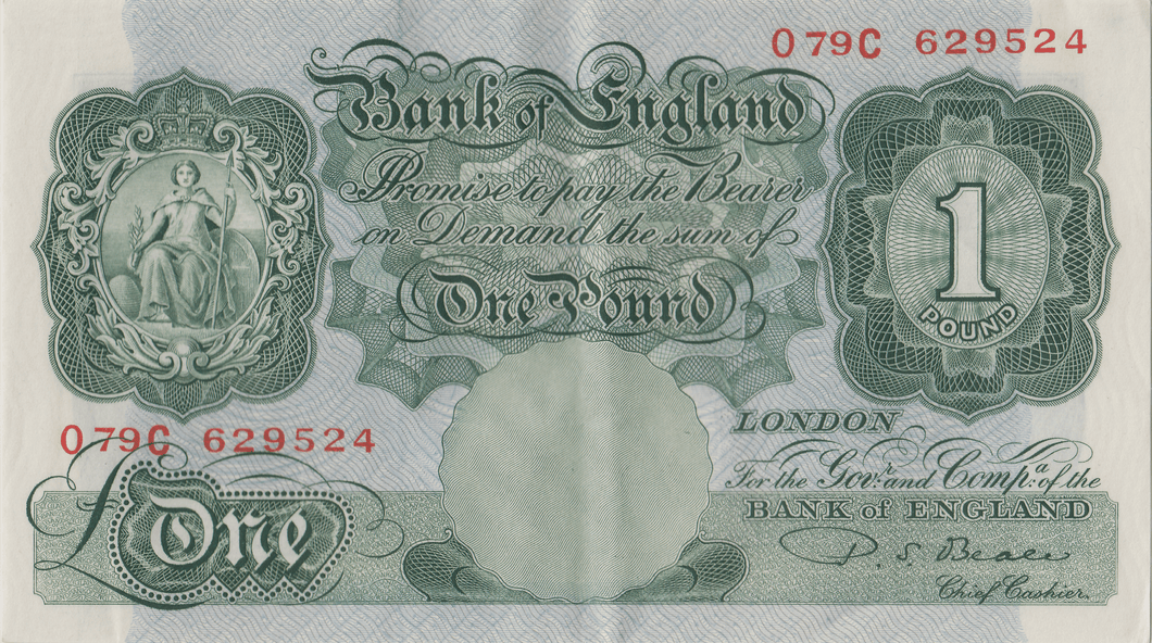 ONE POUND BANKNOTE BANK OF ENGLAND BEALE £1 - 143 - £1 BANKNOTE - Cambridgeshire Coins