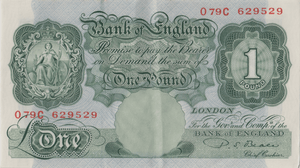 ONE POUND BANKNOTE BANK OF ENGLAND BEALE £1 - 144 - £1 BANKNOTE - Cambridgeshire Coins