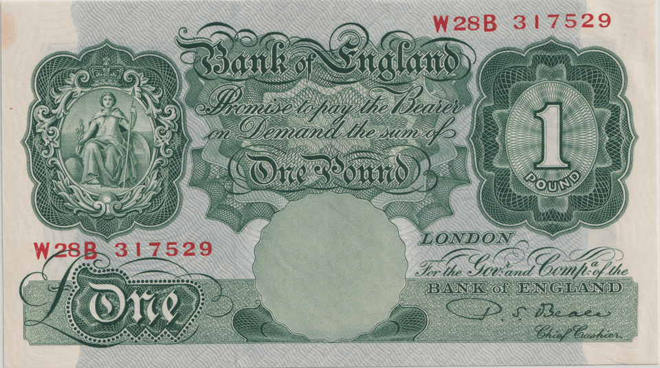 ONE POUND BANKNOTE BANK OF ENGLAND BEALE £1 - 146 - £1 BANKNOTE - Cambridgeshire Coins