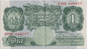ONE POUND BANKNOTE BANK OF ENGLAND BEALE £1 - 147 - £1 BANKNOTE - Cambridgeshire Coins