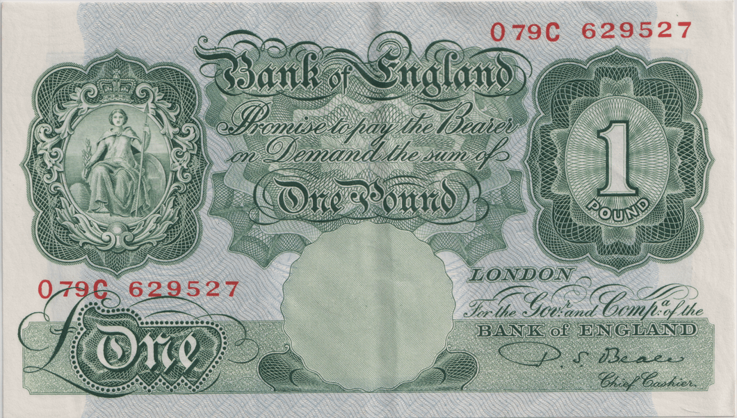 ONE POUND BANKNOTE BANK OF ENGLAND BEALE £1 - 147 - £1 BANKNOTE - Cambridgeshire Coins