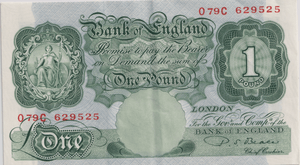 ONE POUND BANKNOTE BANK OF ENGLAND BEALE £1 - 148 - £1 BANKNOTE - Cambridgeshire Coins